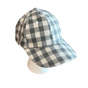 Checkered gray buffalo check adjustable baseball cap hat